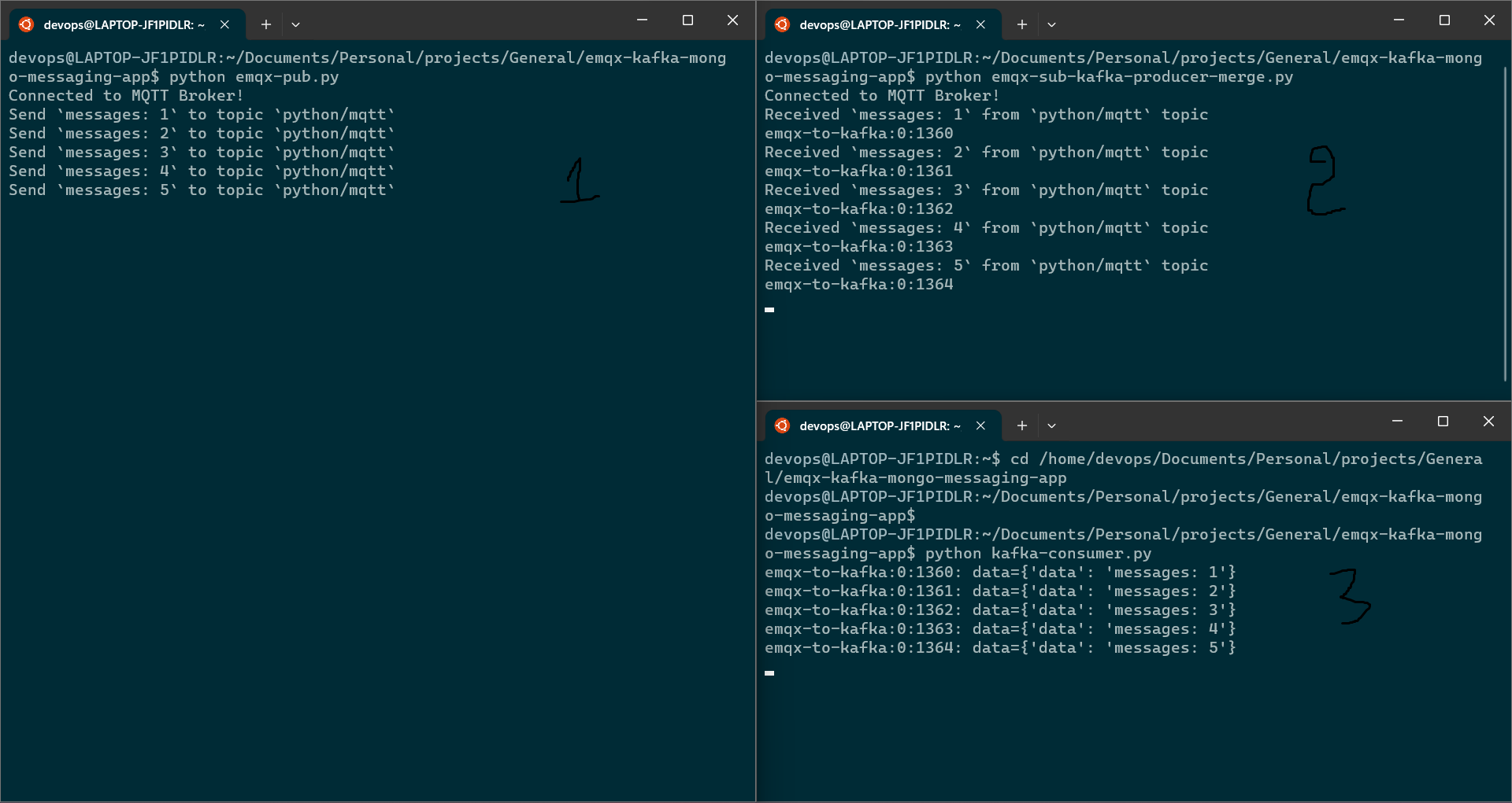 EMQX and Kafka merged pipeline